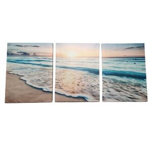 3 Piece Beach Ocean Sunset Canvas Wall Art Pictures